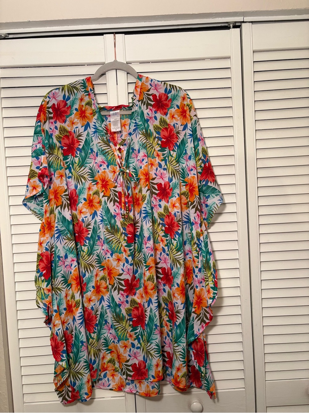 Time and Tru Tropical Floral Swim Coverup in Multicolor